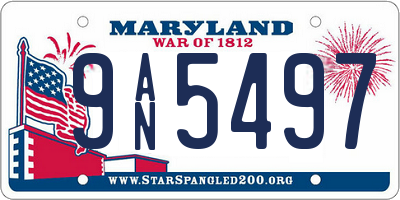 MD license plate 9AN5497