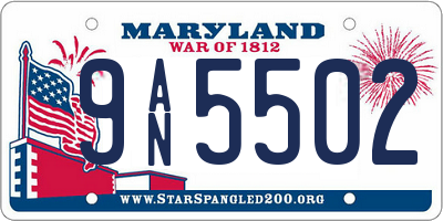 MD license plate 9AN5502