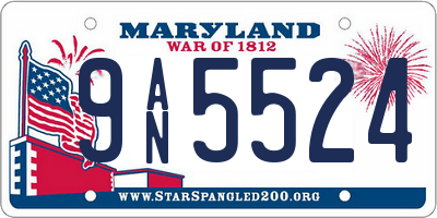 MD license plate 9AN5524