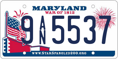 MD license plate 9AN5537