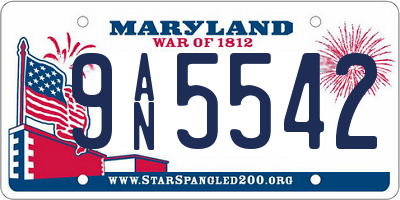 MD license plate 9AN5542