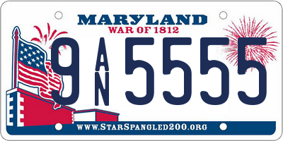 MD license plate 9AN5555