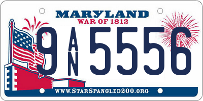 MD license plate 9AN5556