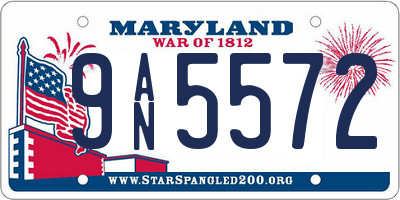 MD license plate 9AN5572