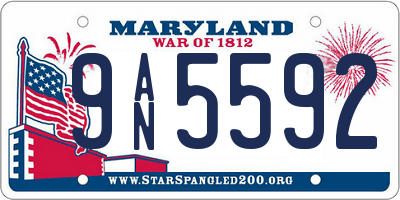MD license plate 9AN5592