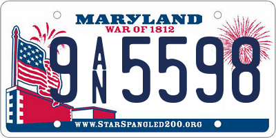 MD license plate 9AN5598