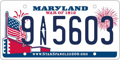 MD license plate 9AN5603