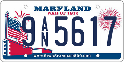 MD license plate 9AN5617