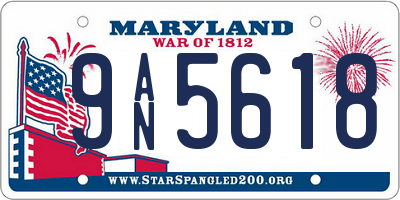 MD license plate 9AN5618
