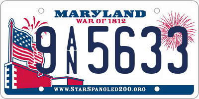 MD license plate 9AN5633