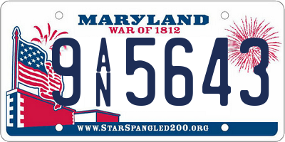 MD license plate 9AN5643