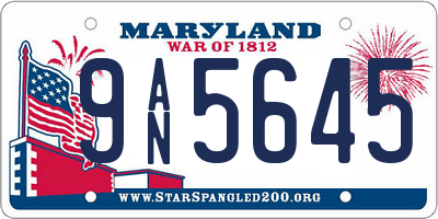 MD license plate 9AN5645