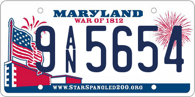 MD license plate 9AN5654