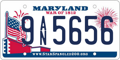 MD license plate 9AN5656