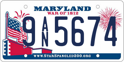 MD license plate 9AN5674