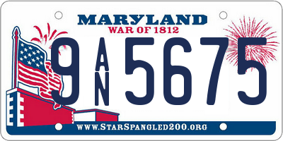 MD license plate 9AN5675