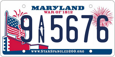 MD license plate 9AN5676
