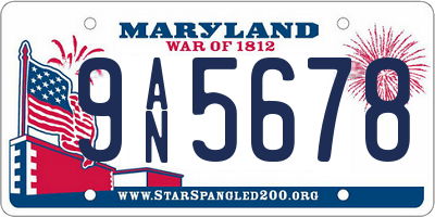 MD license plate 9AN5678