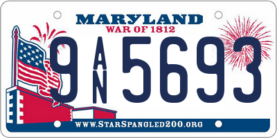 MD license plate 9AN5693