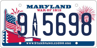 MD license plate 9AN5698