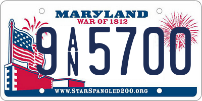 MD license plate 9AN5700