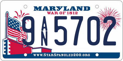 MD license plate 9AN5702