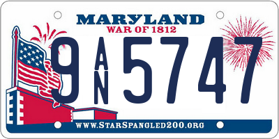 MD license plate 9AN5747