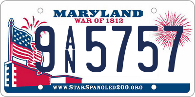 MD license plate 9AN5757