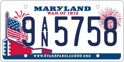 MD license plate 9AN5758