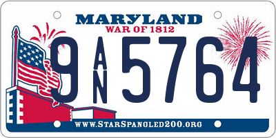 MD license plate 9AN5764