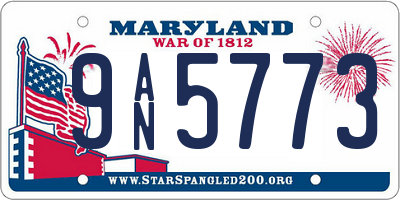 MD license plate 9AN5773