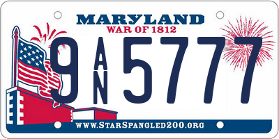 MD license plate 9AN5777