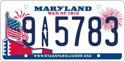 MD license plate 9AN5783