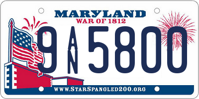 MD license plate 9AN5800