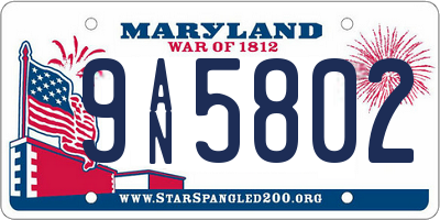 MD license plate 9AN5802