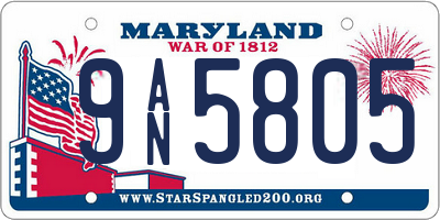MD license plate 9AN5805