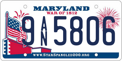 MD license plate 9AN5806