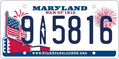 MD license plate 9AN5816