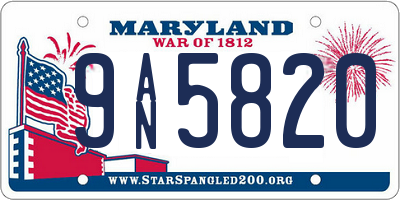 MD license plate 9AN5820