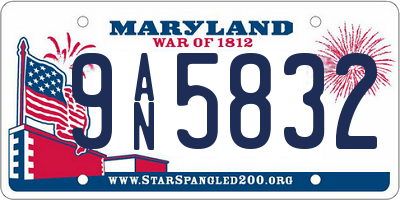 MD license plate 9AN5832