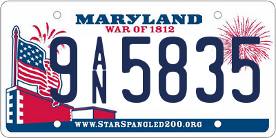 MD license plate 9AN5835