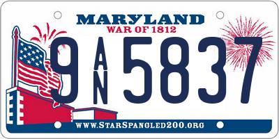MD license plate 9AN5837