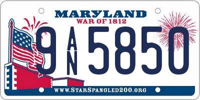 MD license plate 9AN5850