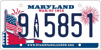 MD license plate 9AN5851