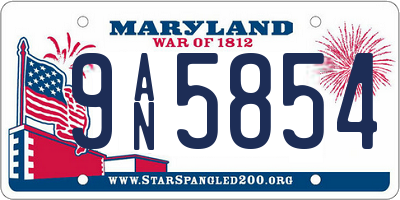 MD license plate 9AN5854