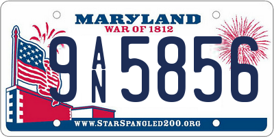 MD license plate 9AN5856