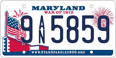 MD license plate 9AN5859