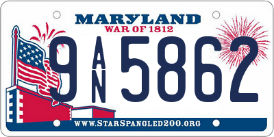 MD license plate 9AN5862