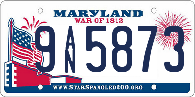 MD license plate 9AN5873