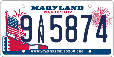 MD license plate 9AN5874